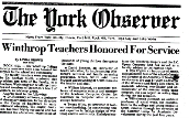 York Observer Teaching Honors April 1986